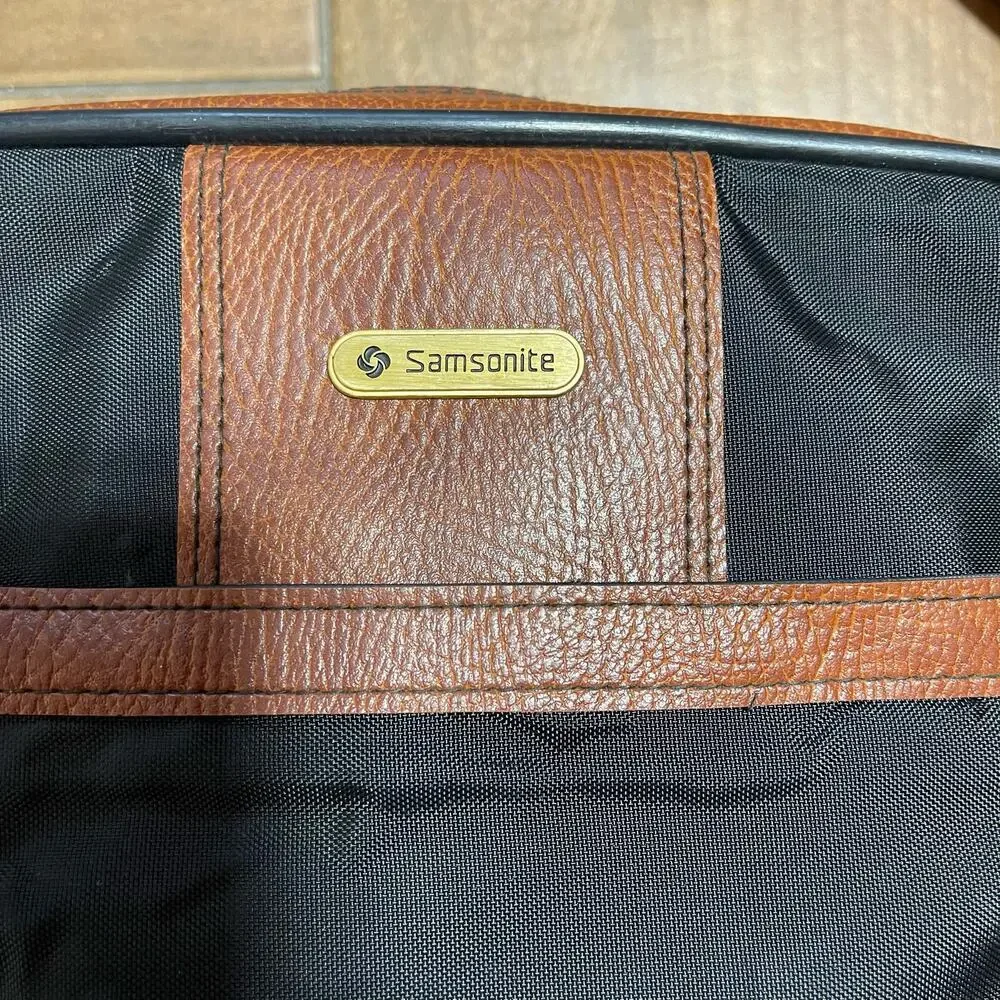 Vintage Samsonite Canvas Travel Crossbody Leather Trim Shoulder Bag